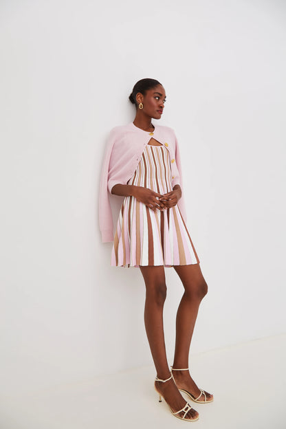 Leila Mini Dress Blush Stripe - Cara Cara