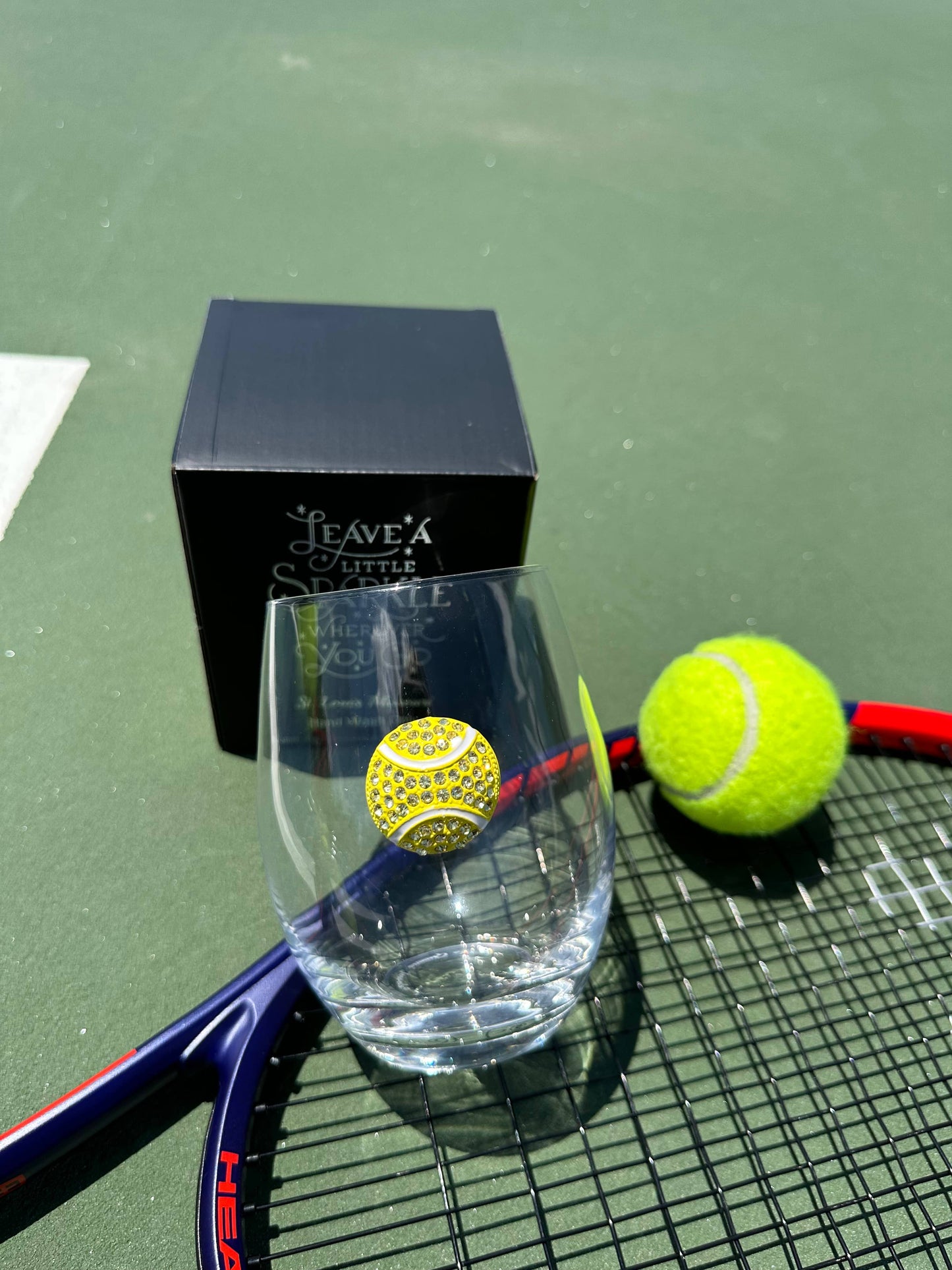 Tennis Ball Jeweled Stemless Wine Glass - The Queens Jewels