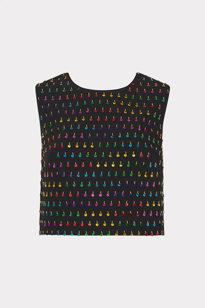 Iiana Beaded Sequin Sleeveless Top Black/Rainbow - Milly