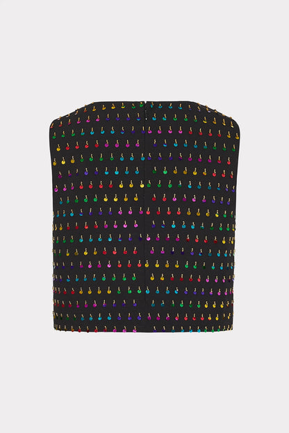 Iiana Beaded Sequin Sleeveless Top Black/Rainbow - Milly