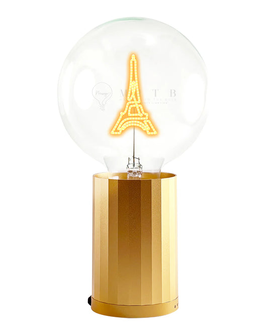 Lighting Bulb Eiffel Tower With Base Lamp Gold - Elements