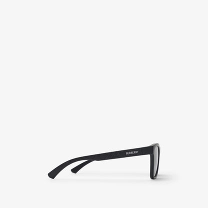 Textured Check Square Sunglasses Matte Black - Burberry
