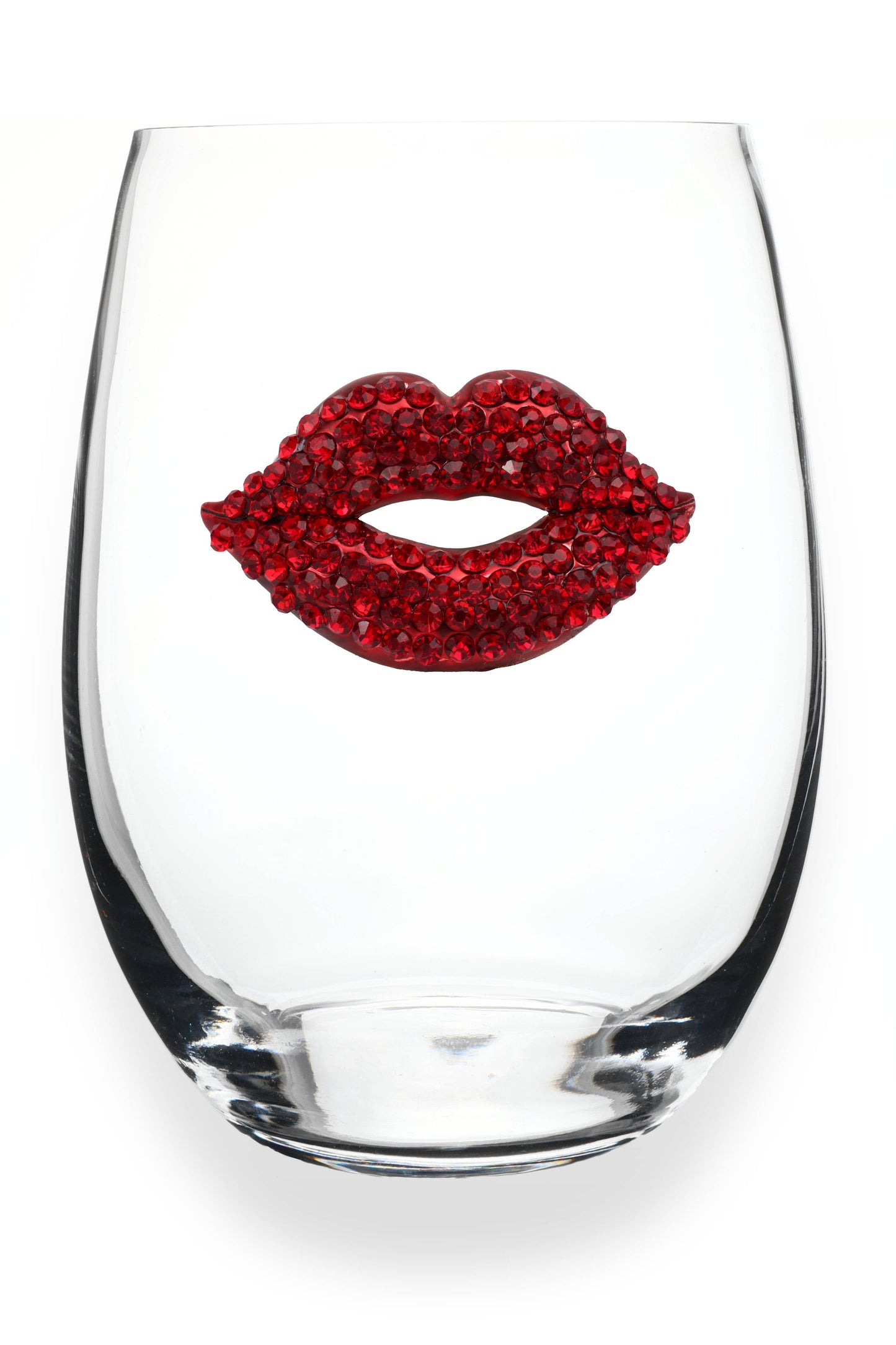 Red Lips Jeweled Stemless Wine Glass - The Queens Jewels