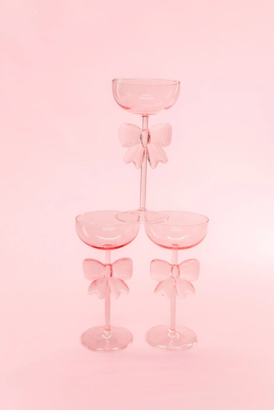 Bow Wine Glass Pink - Rock Paper Scissors