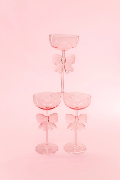 Bow Wine Glass Pink - Rock Paper Scissors