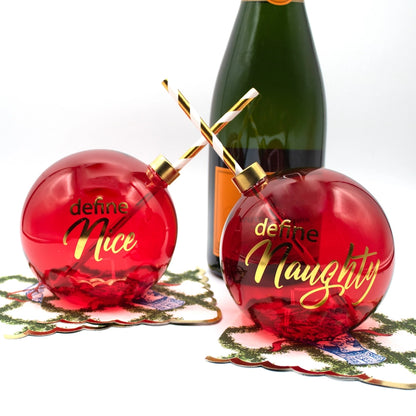 Define Naughty & Nice Ornament Drinking Glass - 8 Oak Lane