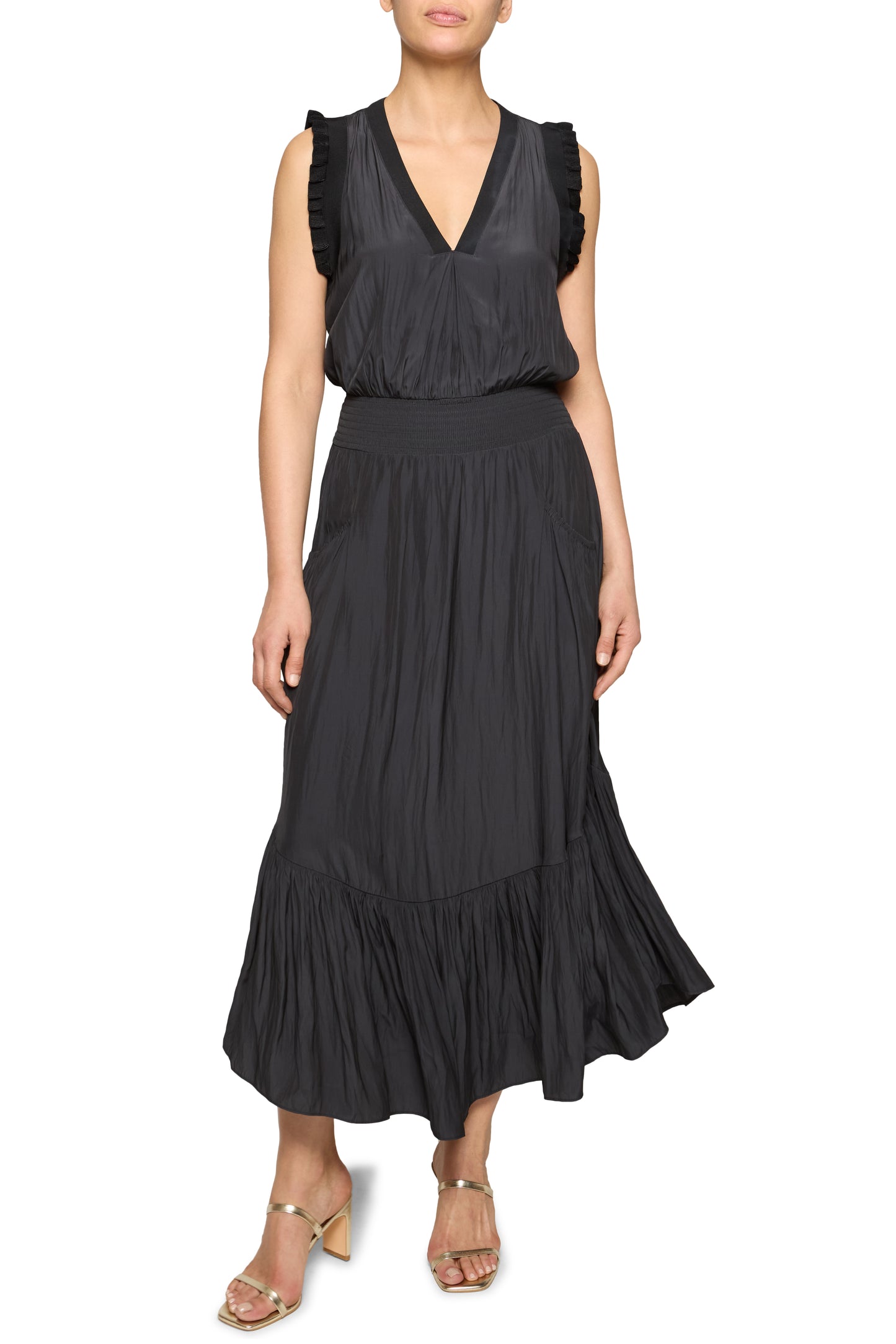 midi ramy brook dress Stevie Textured Stripe Midi Dress in navy stripe
