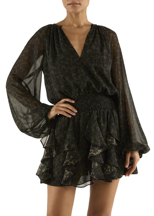 Tammy Dress Black/Deep Olive Foliage - Ramy Brook