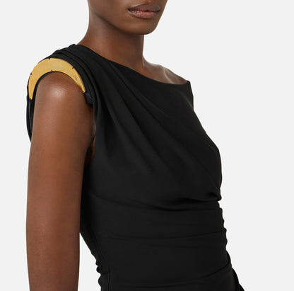 Dress In Crepe Jersey Fabric With Jewel Strap Black - Elisabetta Franchi