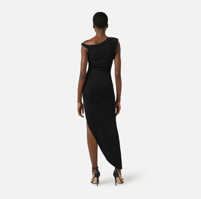 Dress In Crepe Jersey Fabric With Jewel Strap Black - Elisabetta Franchi