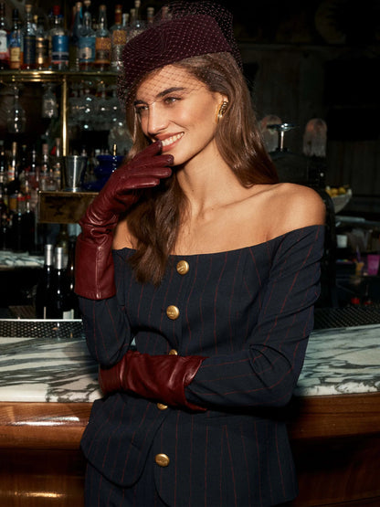 Alice Blazer Top Midnight/Burgundy Pinstripe - L'AGENCE