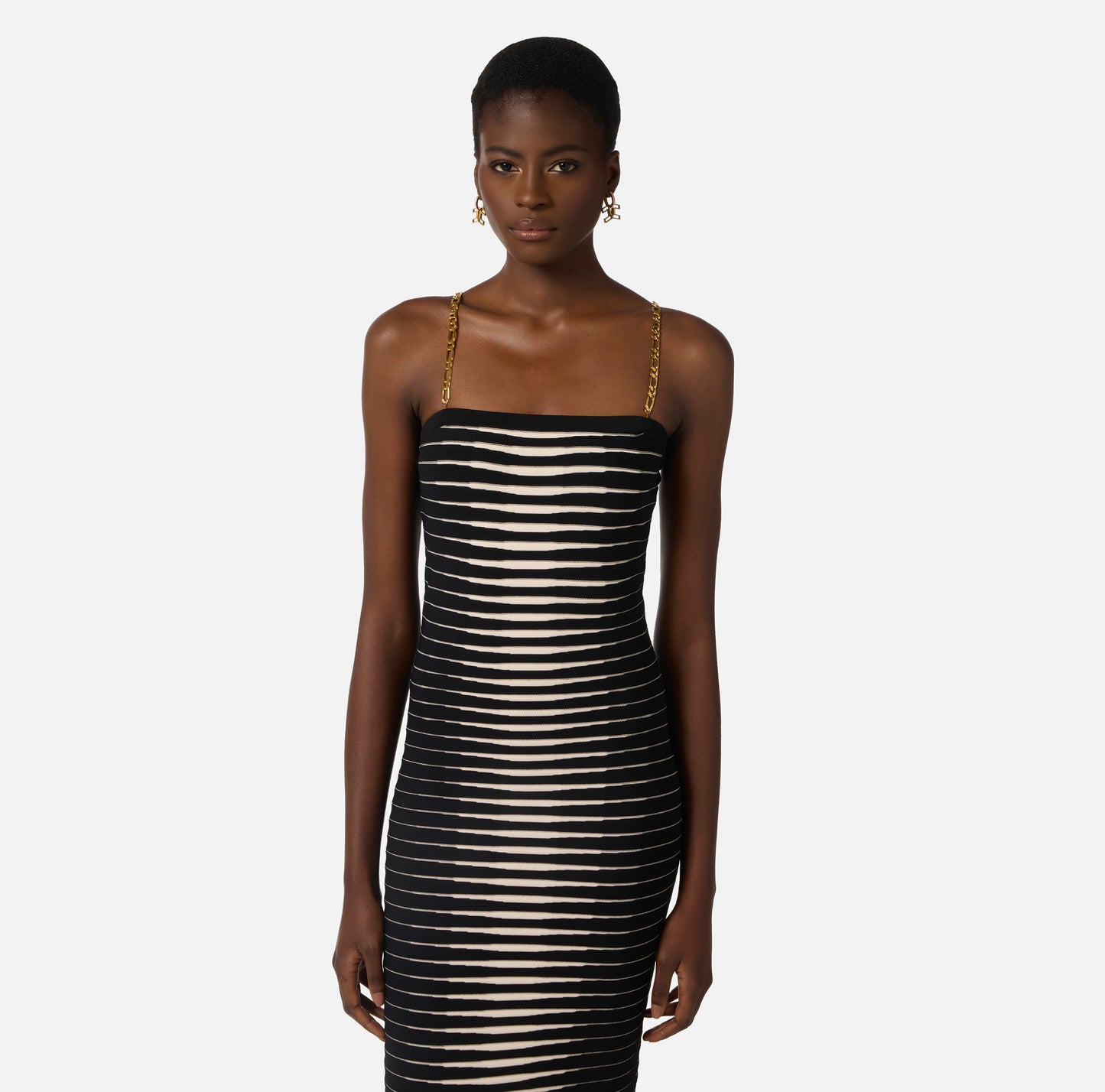 Knit Dress With Jacquard Zebra Black/Butter - Elisabetta Franchi