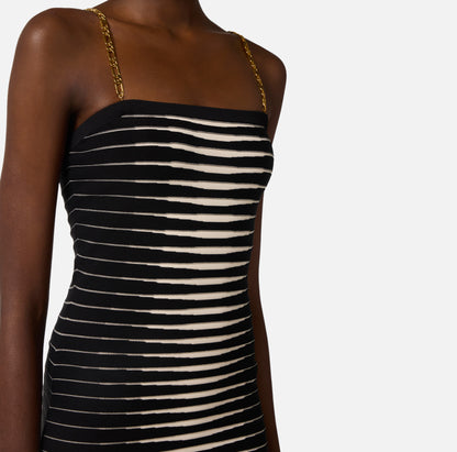 Knit Dress With Jacquard Zebra Black/Butter - Elisabetta Franchi