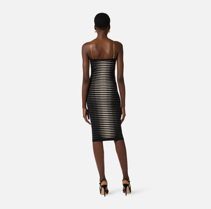 Knit Dress With Jacquard Zebra Black/Butter - Elisabetta Franchi