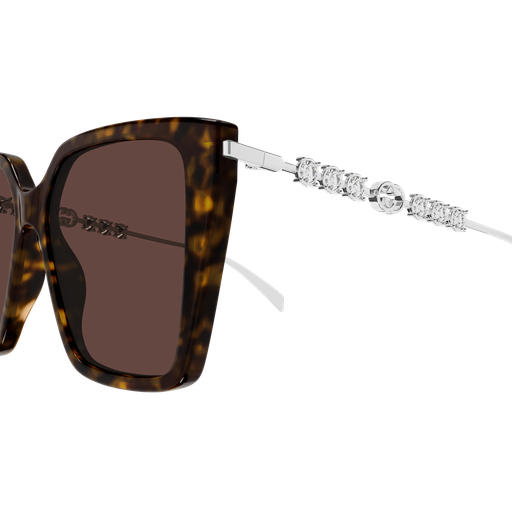 Womens Square Frame Sunglasses Dark Brown Tortoiseshell - Gucci