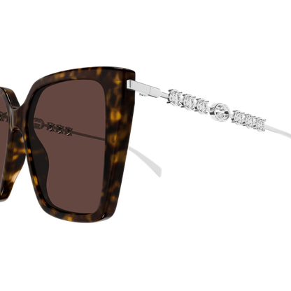 Womens Square Frame Sunglasses Dark Brown Tortoiseshell - Gucci