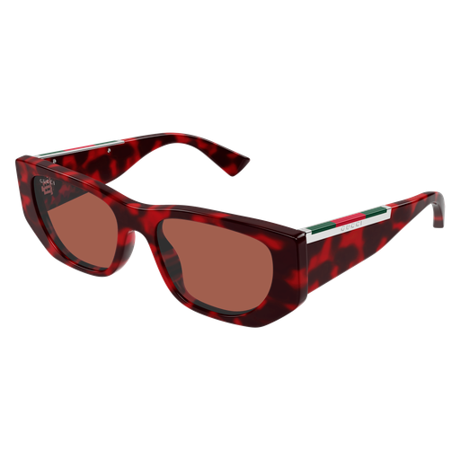 Rectangle Sunglasses Red Havana - Gucci