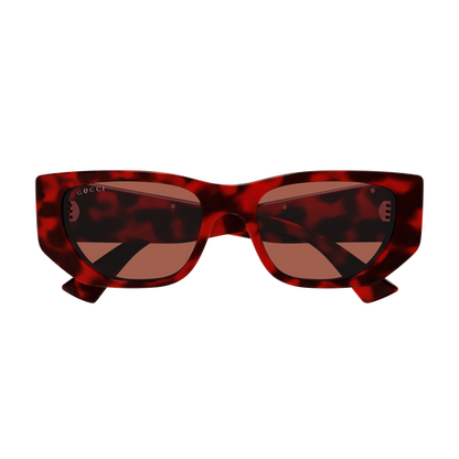 Rectangle Sunglasses Red Havana - Gucci