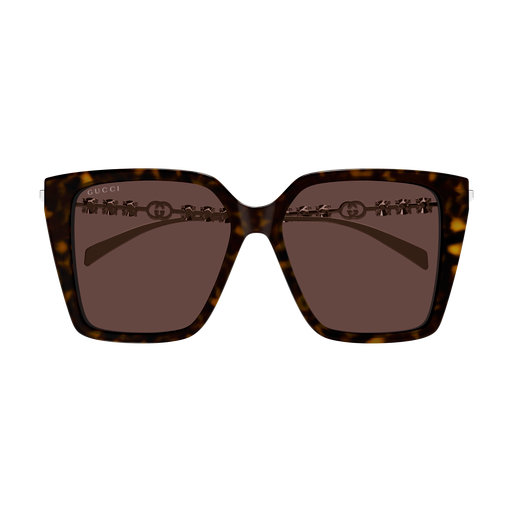 Womens Square Frame Sunglasses Dark Brown Tortoiseshell - Gucci