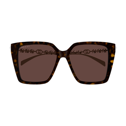 Womens Square Frame Sunglasses Dark Brown Tortoiseshell - Gucci