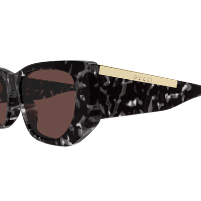 Rectangle Sunglasses Black Havana - Gucci