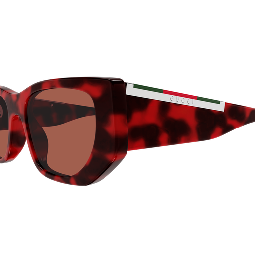 Rectangle Sunglasses Red Havana - Gucci