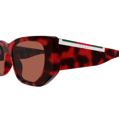 Rectangle Sunglasses Red Havana - Gucci