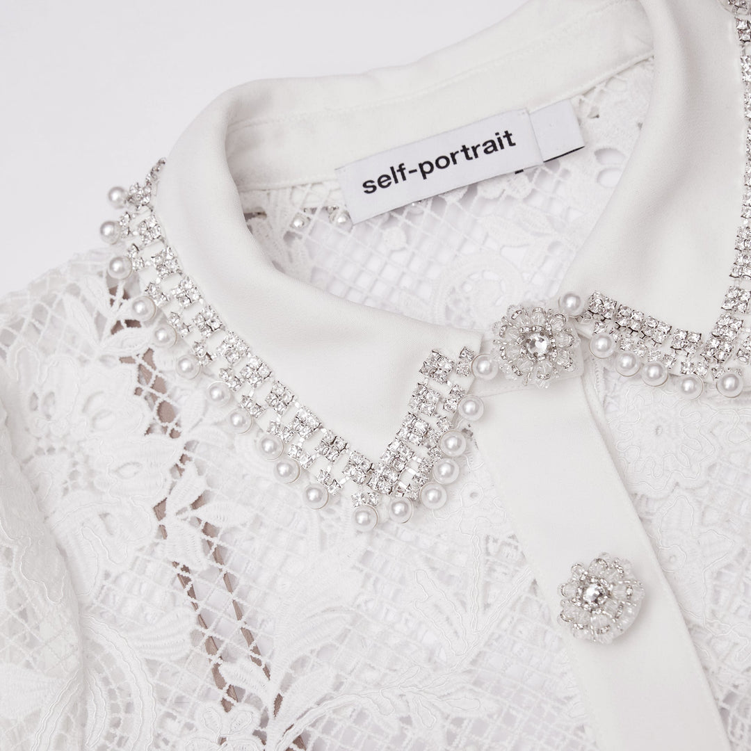Lace Button Midi Dress White - Self-Portrait Lace Button Midi Dress White - Self-Portrait