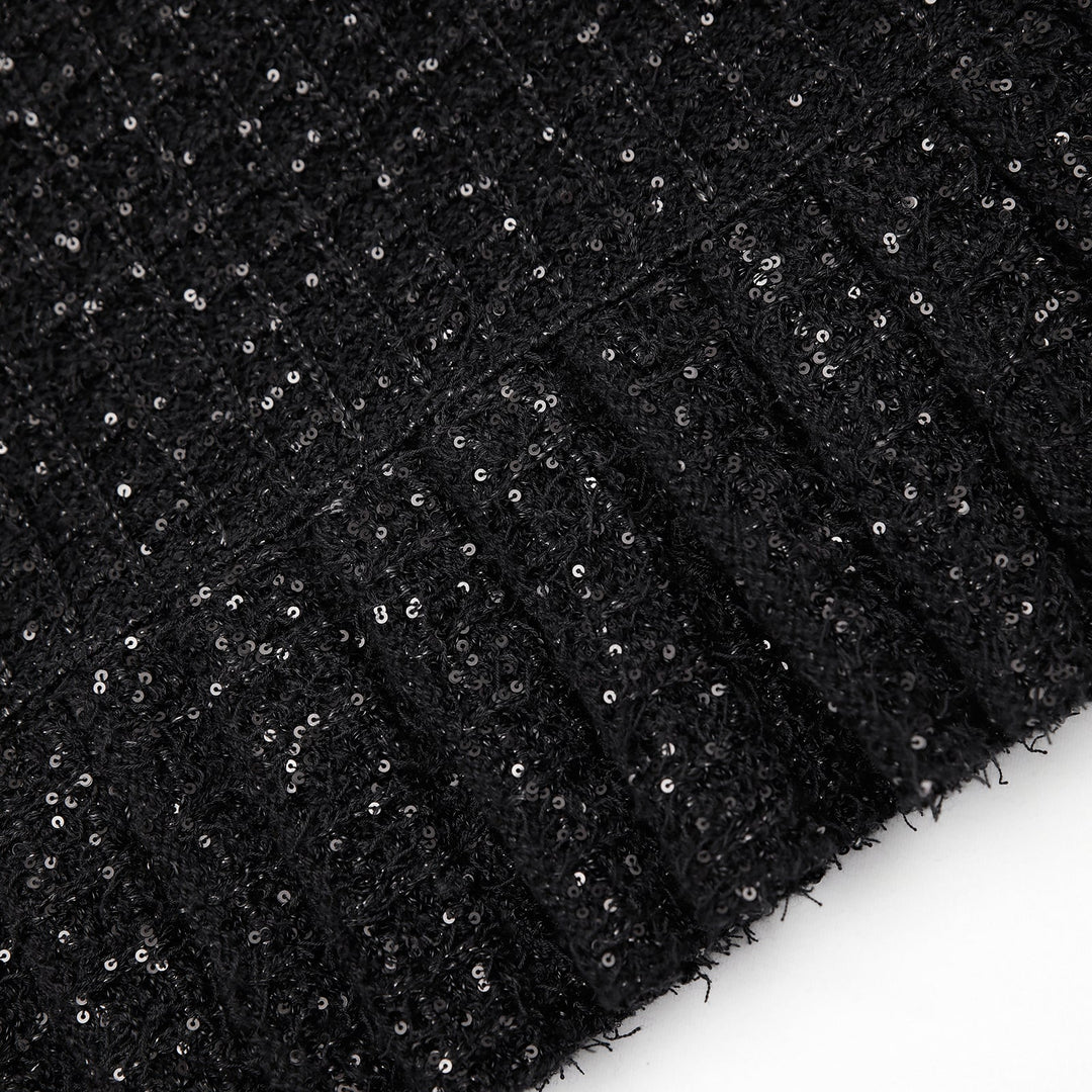 Sequin Textured Knit Skirt Black - Self-Portrait