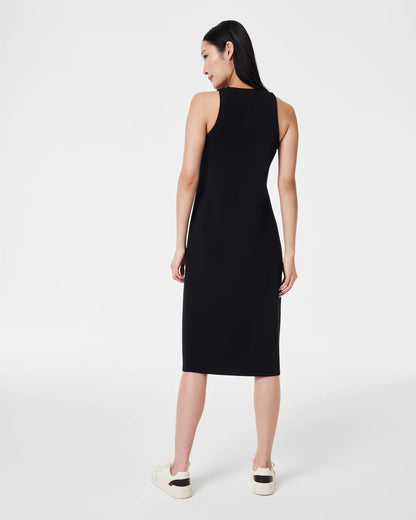 AirEssentials Side Stripe Tank Midi Dress Very Black - SPANX