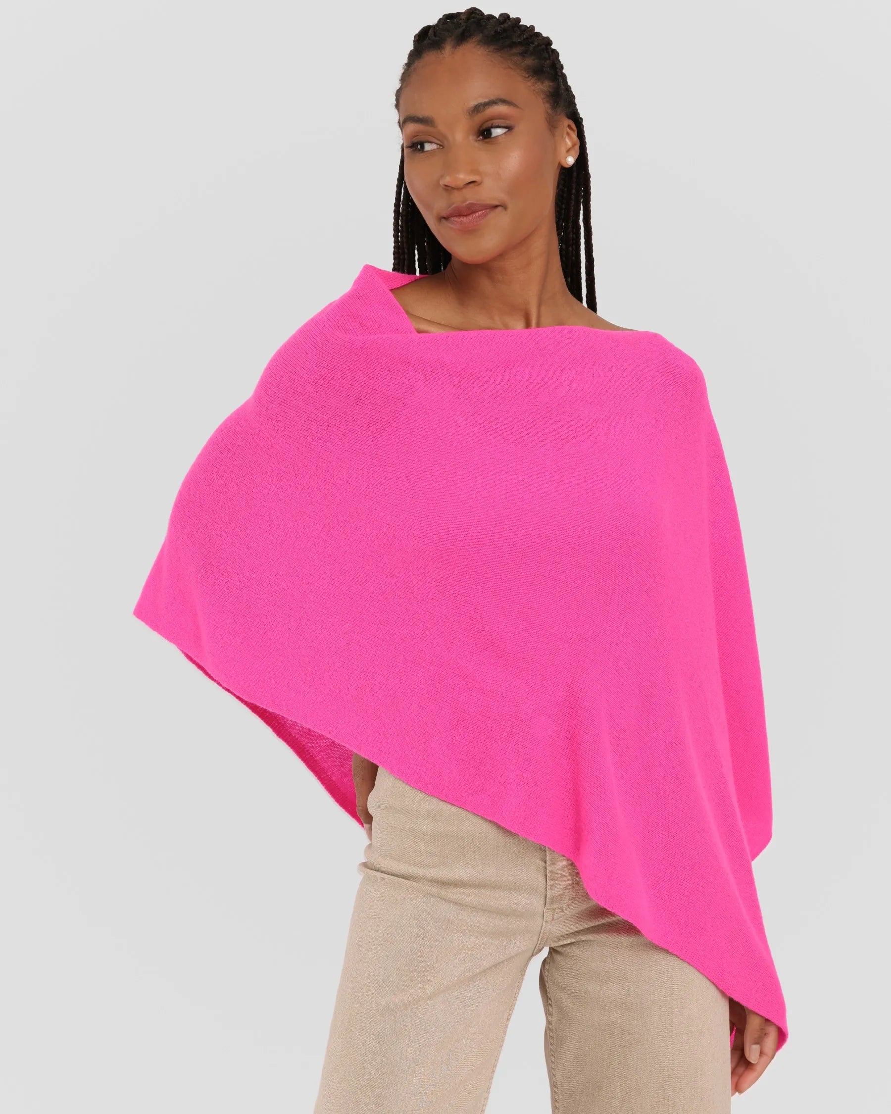 Cashmere Poncho Tickled Pink