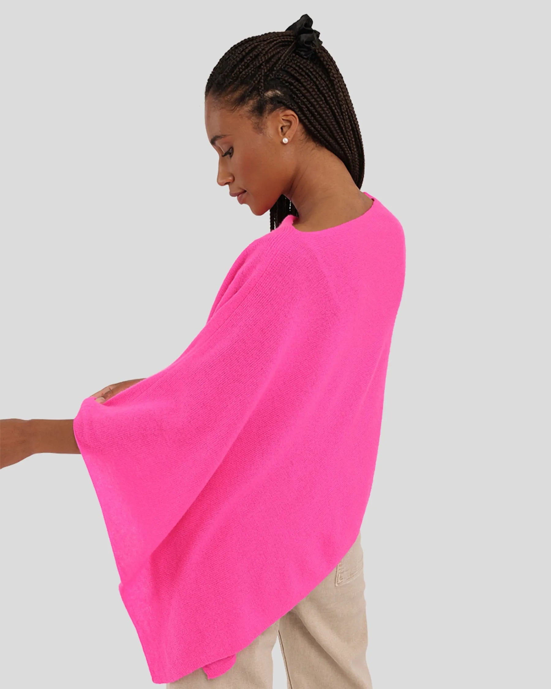 Cashmere Poncho Tickled Pink