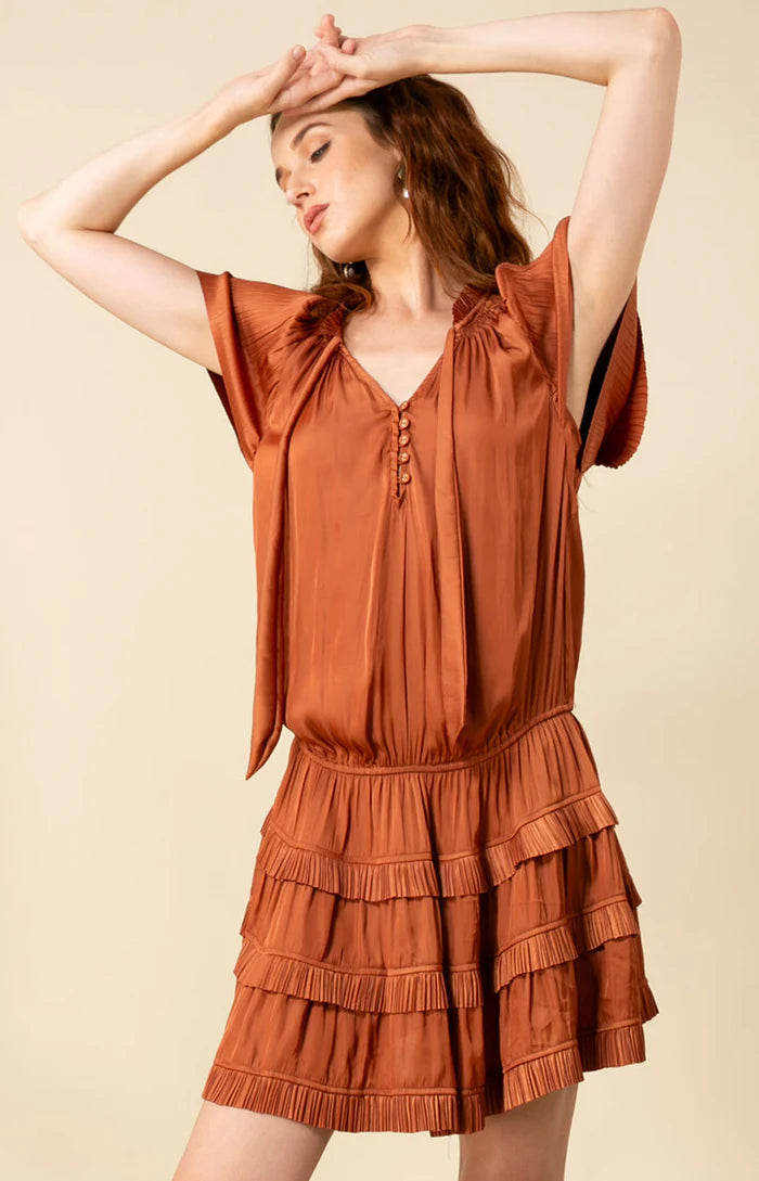 Alexandria Solid Drop Waist Dress Rust - Hale Bob