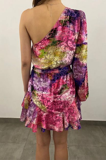 Anay Velvet Lurex Mini Dress Multi - Hemant & Nandita