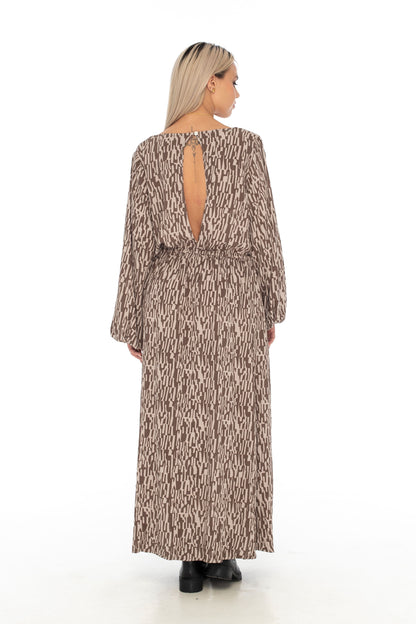 Rainforest Winter NY Long Dress Chocolate - Skemo