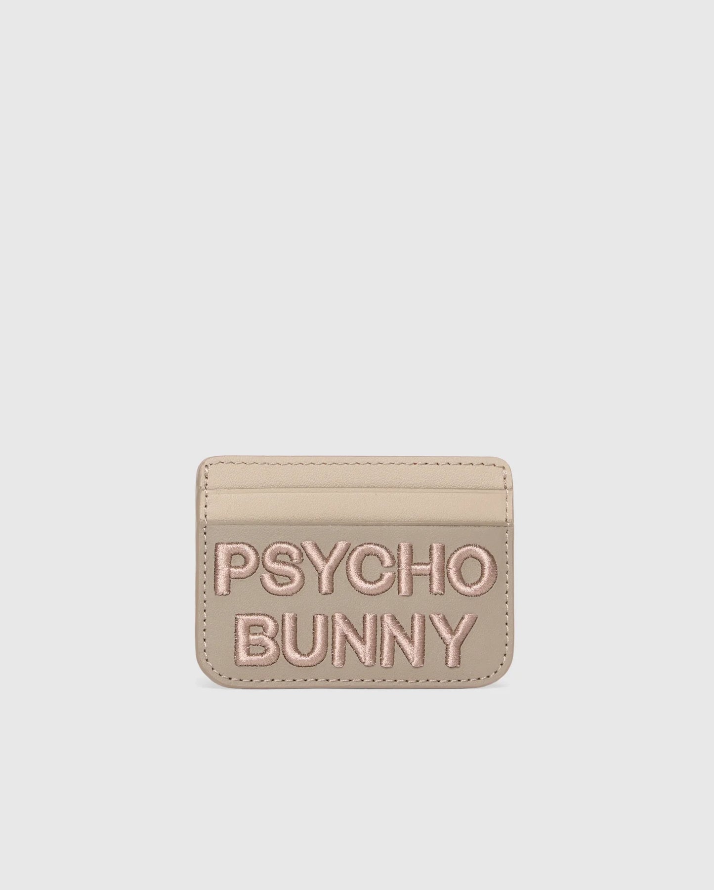 Wordmark Leather Card Case Desert Taupe - Psycho Bunny
