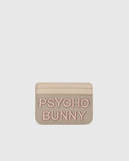 Wordmark Leather Card Case Desert Taupe - Psycho Bunny