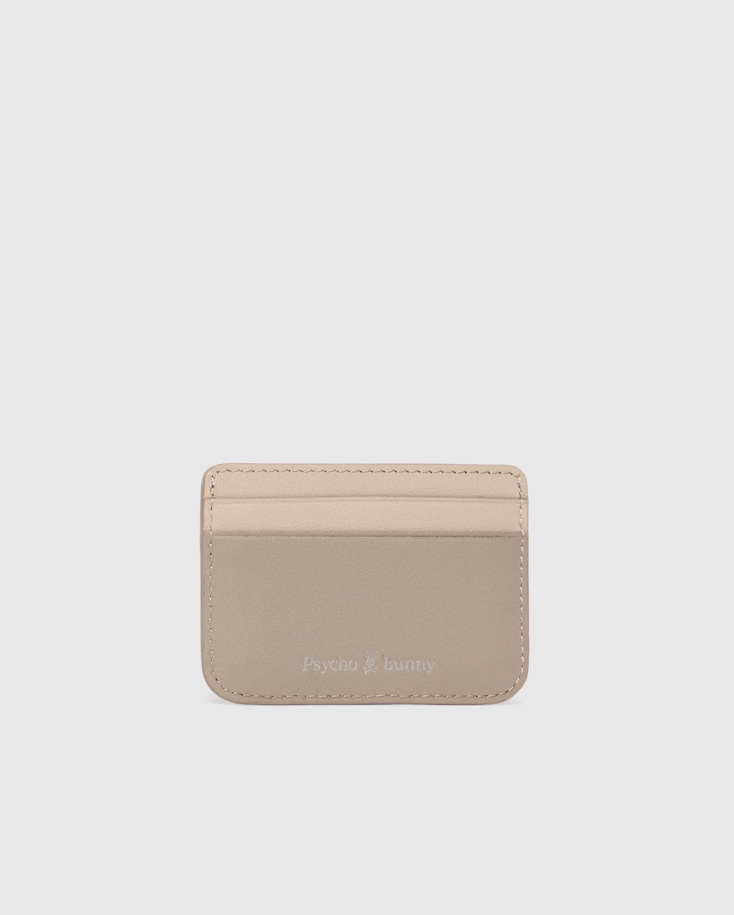 Wordmark Leather Card Case Desert Taupe - Psycho Bunny