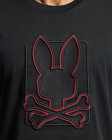 Men's Pierce Embroidered Graphic Tee Black - Psycho Bunny