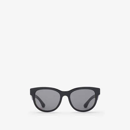 Check Round Sunglasses Black/Check - Burberry
