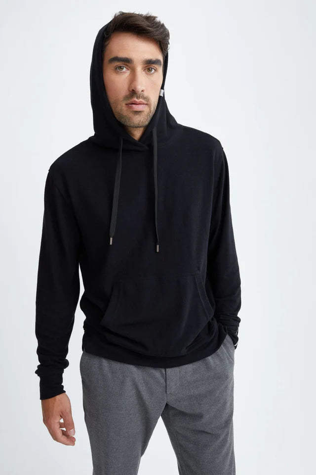 Jersey Fleece Knit Hoodie Black - Stone Rose