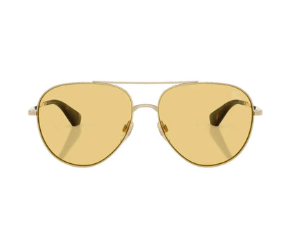 Metal Check Aviator Sunglasses Yellow - Burberry