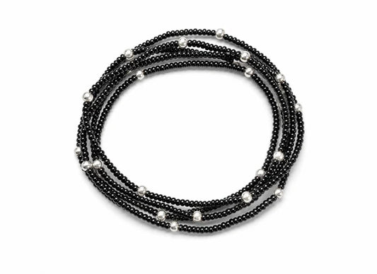 The Wonder Wrap Bracelet Black Pearl & Silver Sphere - Love You More
