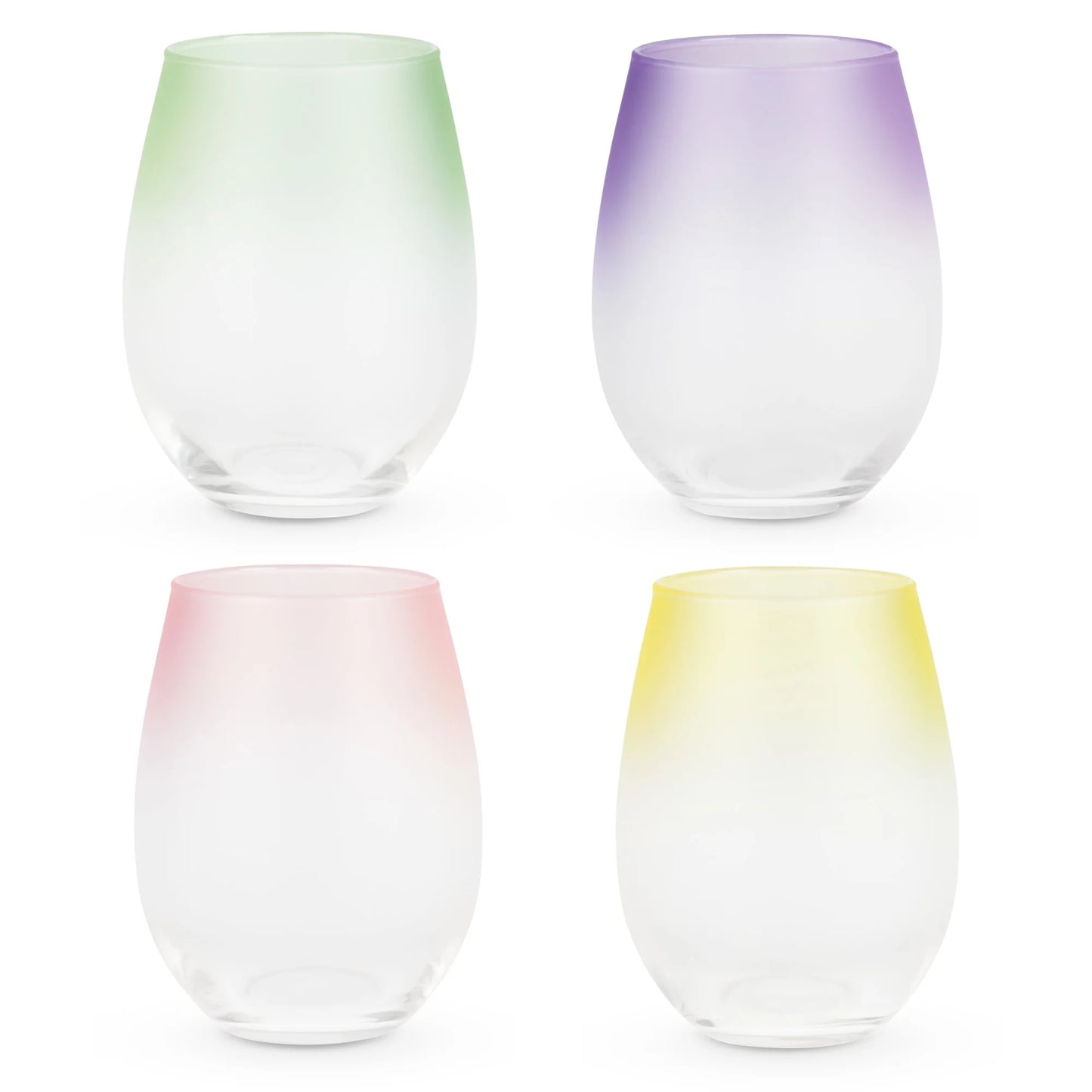 Frosted Ombre Stemless Wine Glasses - Blush