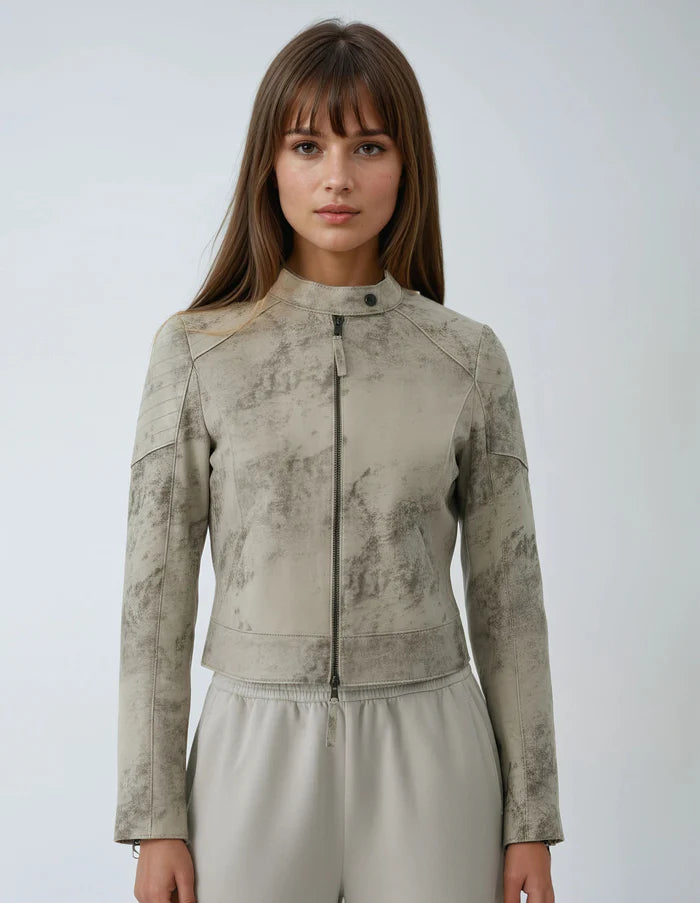 Bowery Distressed Suede Moto Jacket Wisteria - Marrakech
