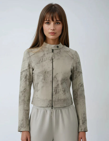 Bowery Distressed Suede Moto Jacket Wisteria - Marrakech