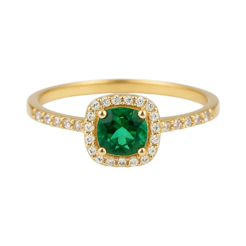 Brianna Emerald Square Solitaire Ring - Bara Boheme
