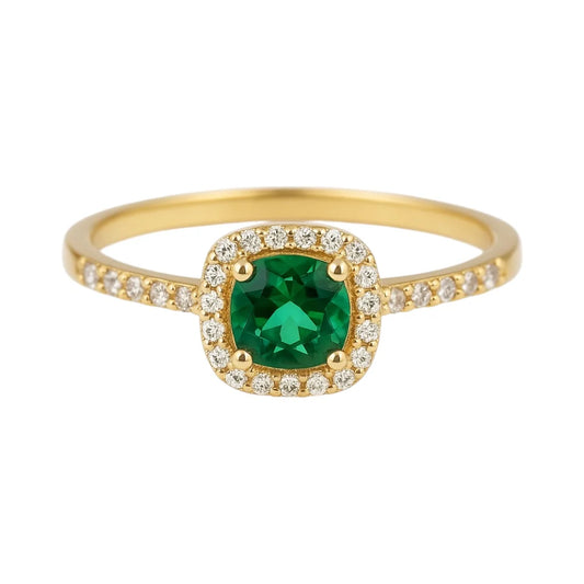 Brianna Emerald Square Solitaire Ring - Bara Boheme