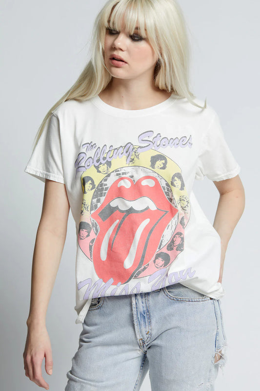 The Rolling Stones Miss You Tee White - Recycled Karma