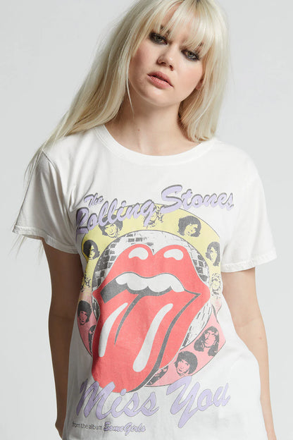 The Rolling Stones Miss You Tee White - Recycled Karma